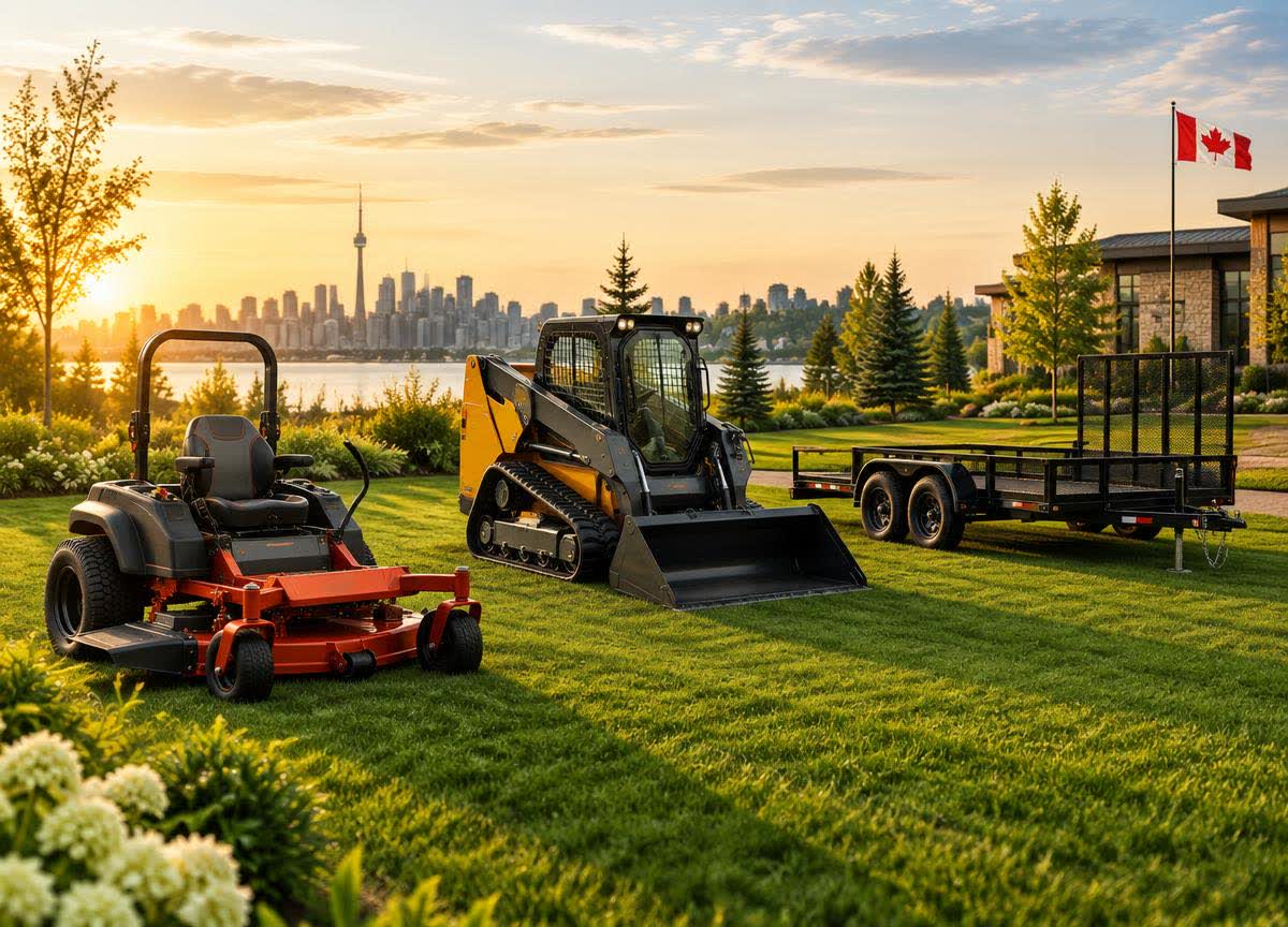 Landscape equipment in a Canadian business setting