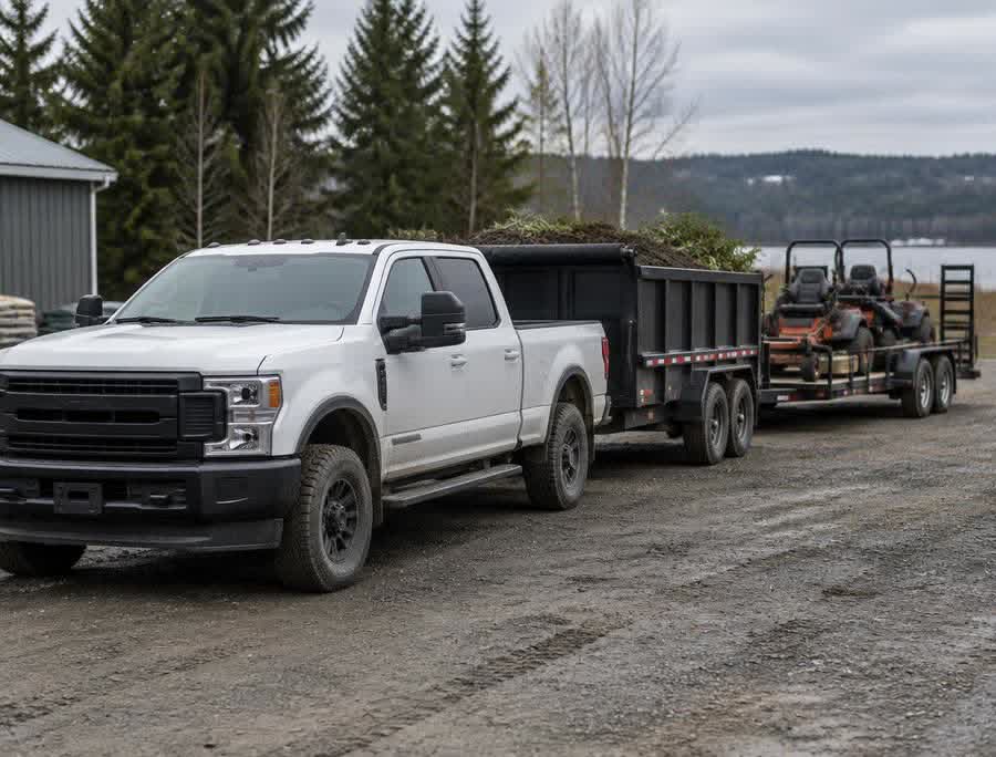 Trucks and transport landscape equipment financed by One Stop Leasing
